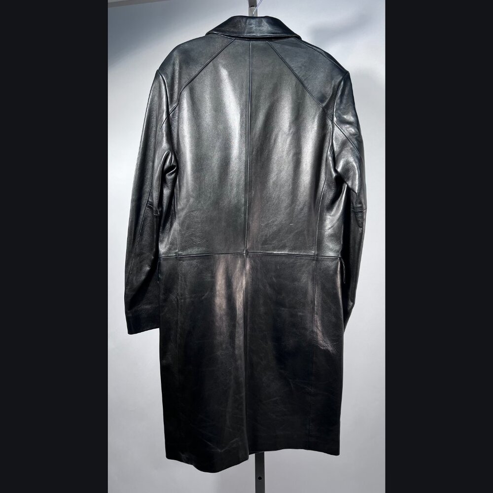 BANANA REPUBLIC Vintage Fall 99 Black 100% Buttery Leather‎ Mid-length Coat S - Picture 2 of 8